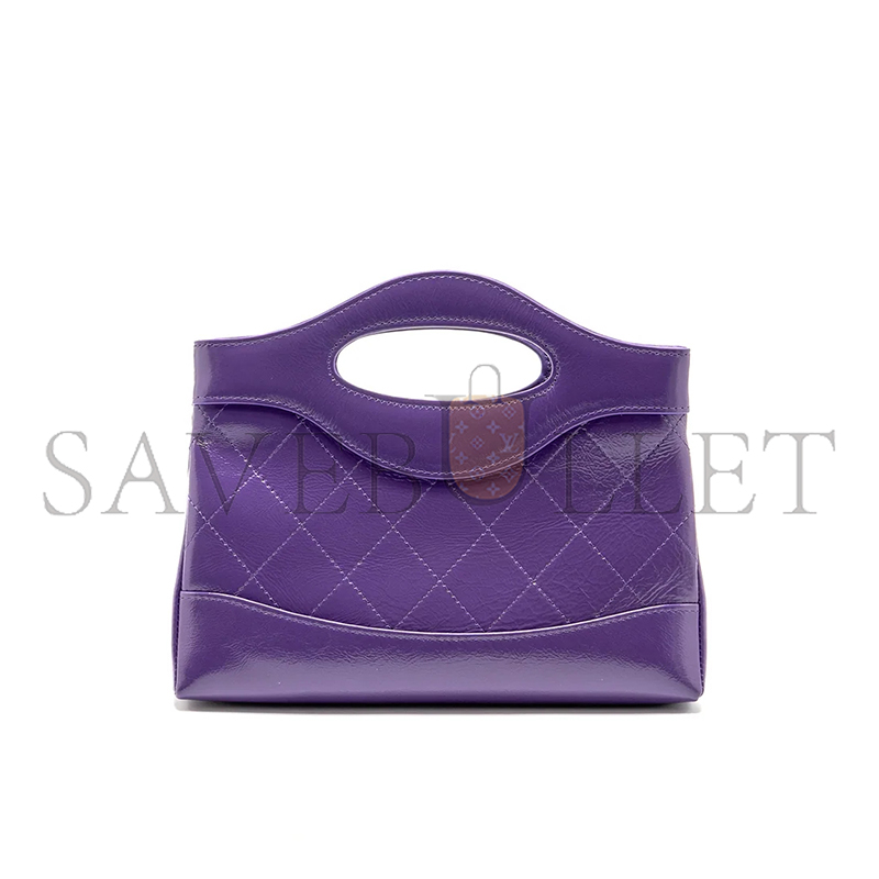 CHANEL MINI 31 CLUTCH WITH CHAIN SHINY CALFSKIN PURPLE LGHW AP3656 (20.5*17*3.5cm)